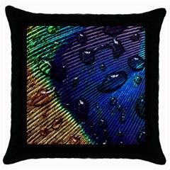 Peacock Feather Retina Mac Throw Pillow Case (black) by Ket1n9