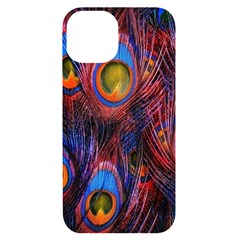 Pretty Peacock Feather Iphone 14 Black Uv Print Case by Ket1n9