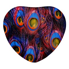 Pretty Peacock Feather Heart Glass Fridge Magnet (4 Pack) by Ket1n9