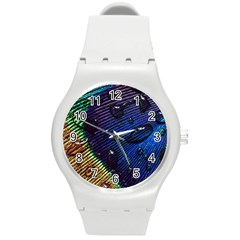 Peacock Feather Retina Mac Round Plastic Sport Watch (m) by Ket1n9