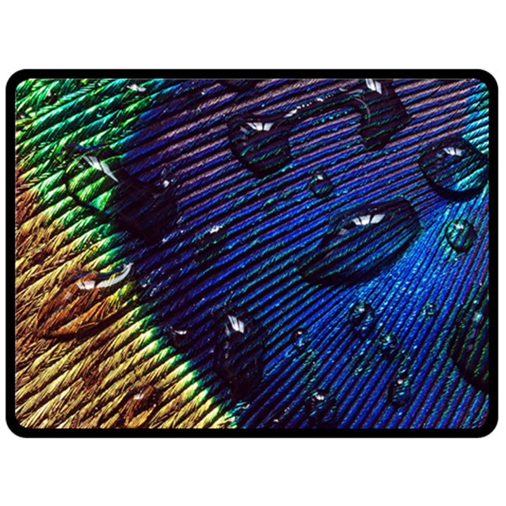 Peacock Feather Retina Mac Two Sides Fleece Blanket (Large)