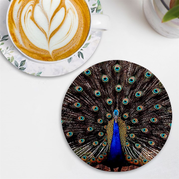 Peacock UV Print Round Tile Coaster