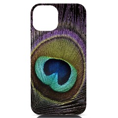 Peacock Feather Iphone 14 Black Uv Print Case by Ket1n9