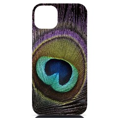 Peacock Feather Iphone 14 Plus Black Uv Print Case by Ket1n9