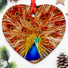 Fractal Peacock Art Ornament (heart) by Ket1n9