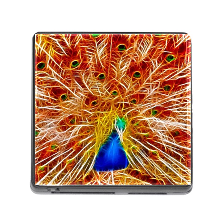 Fractal Peacock Art Memory Card Reader (Square 5 Slot)