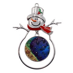 Peacock Feather Retina Mac Metal Snowman Ornament by Ket1n9