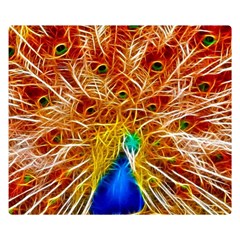 Fractal Peacock Art Two Sides Premium Plush Fleece Blanket (small) by Ket1n9