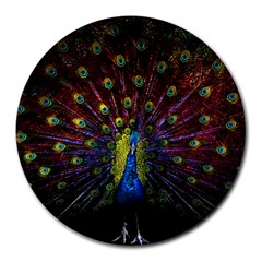 Beautiful Peacock Feather Round Mousepad by Ket1n9