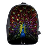 Beautiful Peacock Feather School Bag (XL) Front