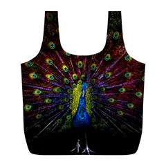 Beautiful Peacock Feather Full Print Recycle Bag (l) by Ket1n9