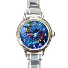 Top Peacock Feathers Round Italian Charm Watch by Ket1n9