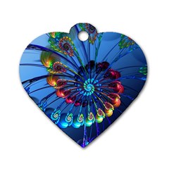 Top Peacock Feathers Dog Tag Heart (one Side) by Ket1n9