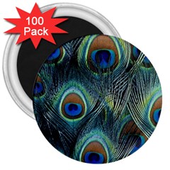 Feathers Art Peacock Sheets Patterns 3  Magnets (100 Pack) by Ket1n9