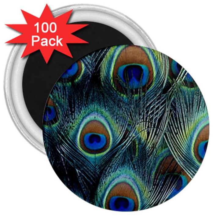 Feathers Art Peacock Sheets Patterns 3  Magnets (100 pack)