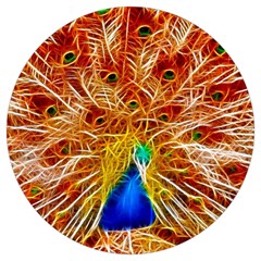 Fractal Peacock Art Round Trivet by Ket1n9