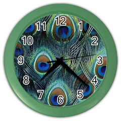 Feathers Art Peacock Sheets Patterns Color Wall Clock by Ket1n9