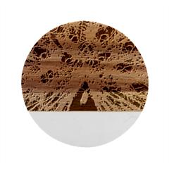 Fractal Peacock Art Marble Wood Coaster (round) by Ket1n9