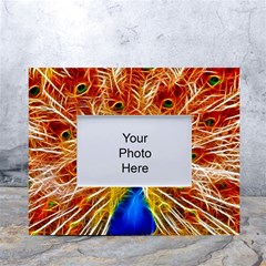 Fractal Peacock Art White Tabletop Photo Frame 4 x6  by Ket1n9