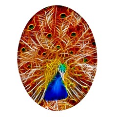 Fractal Peacock Art Oval Glass Fridge Magnet (4 Pack) by Ket1n9