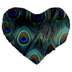 Feathers Art Peacock Sheets Patterns Large 19  Premium Heart Shape Cushions by Ket1n9