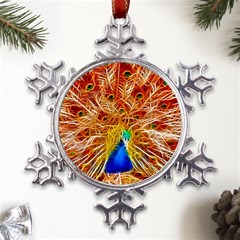 Fractal Peacock Art Metal Large Snowflake Ornament by Ket1n9