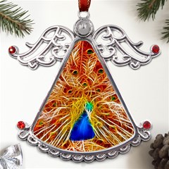 Fractal Peacock Art Metal Angel With Crystal Ornament by Ket1n9