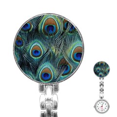 Feathers Art Peacock Sheets Patterns Stainless Steel Nurses Watch by Ket1n9