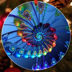 Top Peacock Feathers Uv Print Acrylic Ornament Round by Ket1n9