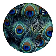 Feathers Art Peacock Sheets Patterns Round Glass Fridge Magnet (4 Pack) by Ket1n9