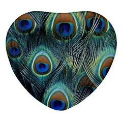 Feathers Art Peacock Sheets Patterns Heart Glass Fridge Magnet (4 Pack) by Ket1n9