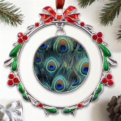 Feathers Art Peacock Sheets Patterns Metal X mas Wreath Ribbon Ornament by Ket1n9