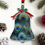 Feathers Art Peacock Sheets Patterns Metal Holly Leaf Bell Ornament Front