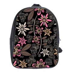 Flower Art Pattern School Bag (xl) by Ket1n9