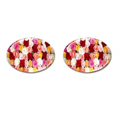 Rose Color Beautiful Flowers Cufflinks (oval) by Ket1n9