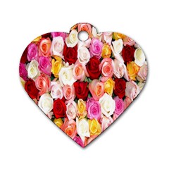 Rose Color Beautiful Flowers Dog Tag Heart (one Side) by Ket1n9