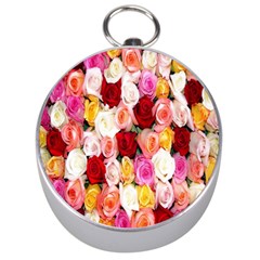 Rose Color Beautiful Flowers Silver Compasses by Ket1n9