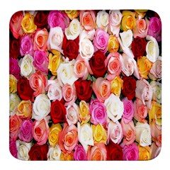 Rose Color Beautiful Flowers Square Glass Fridge Magnet (4 Pack) by Ket1n9