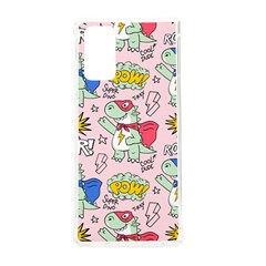 Seamless Pattern With Many Funny Cute Superhero Dinosaurs T-rex Mask Cloak With Comics Style Inscrip Samsung Galaxy Note 20 Tpu Uv Case by Ket1n9