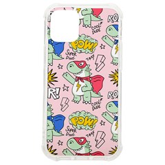 Seamless Pattern With Many Funny Cute Superhero Dinosaurs T-rex Mask Cloak With Comics Style Inscrip Iphone 12 Mini Tpu Uv Print Case	 by Ket1n9