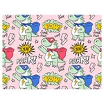 Seamless Pattern With Many Funny Cute Superhero Dinosaurs T-rex Mask Cloak With Comics Style Inscrip Premium Plush Fleece Blanket (Extra Small) 40 x30  Blanket Front