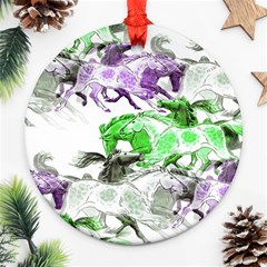 Horse Horses Animal World Green Round Ornament (two Sides) by Ket1n9