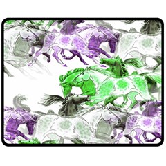 Horse Horses Animal World Green Two Sides Fleece Blanket (medium) by Ket1n9