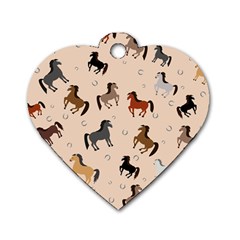 Horses For Courses Pattern Dog Tag Heart (two Sides) by Ket1n9