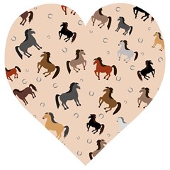 Horses For Courses Pattern Wooden Puzzle Heart by Ket1n9