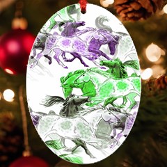 Horse Horses Animal World Green Uv Print Acrylic Ornament Oval by Ket1n9