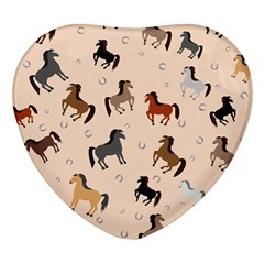 Horses For Courses Pattern Heart Glass Fridge Magnet (4 Pack) by Ket1n9