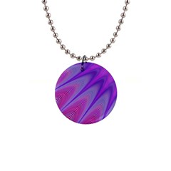 Purple Star Sun Sunshine Fractal 1  Button Necklace by Ket1n9