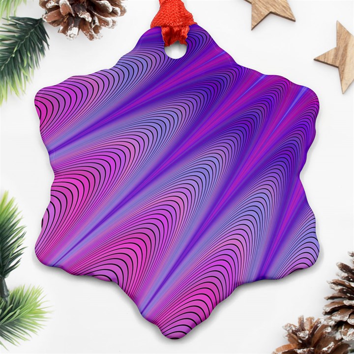 Purple Star Sun Sunshine Fractal Snowflake Ornament (Two Sides)