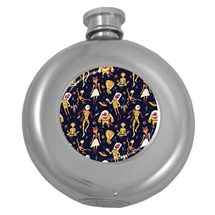 Alien Surface Pattern Round Hip Flask (5 oz)